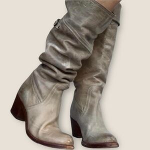 Vintage Frye tall knee high pull on boot Jane campus heeled graphite 8.5